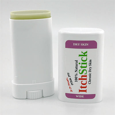 one ItchStick Dry Skin Wide stick cap open