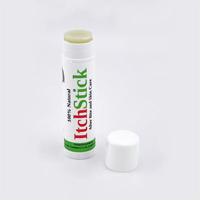 one pocket-sized ItchStick tube cap open